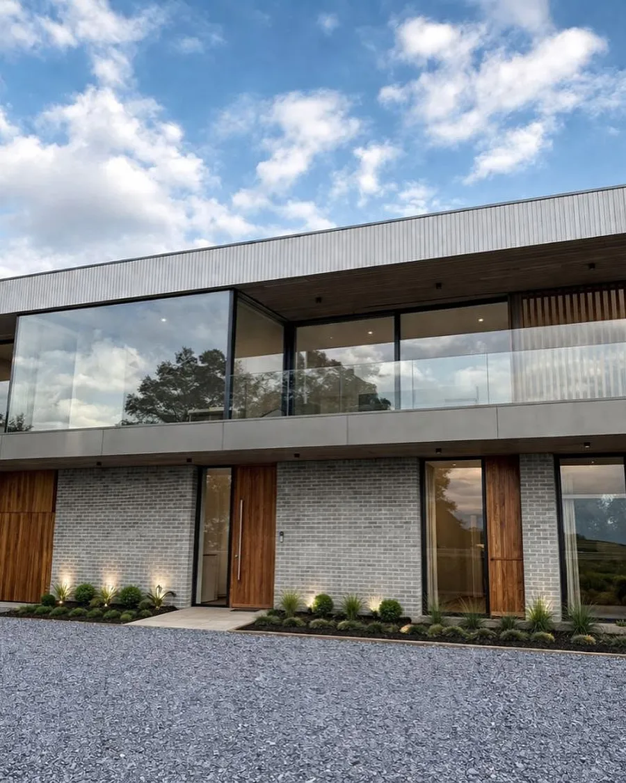 Modern glass-fronted house