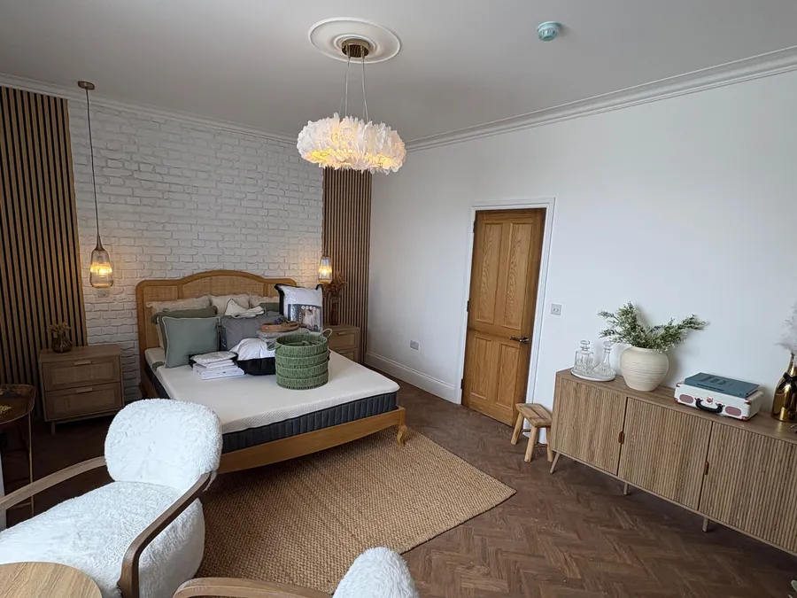 Refurbished holiday-let interior with new lighting
